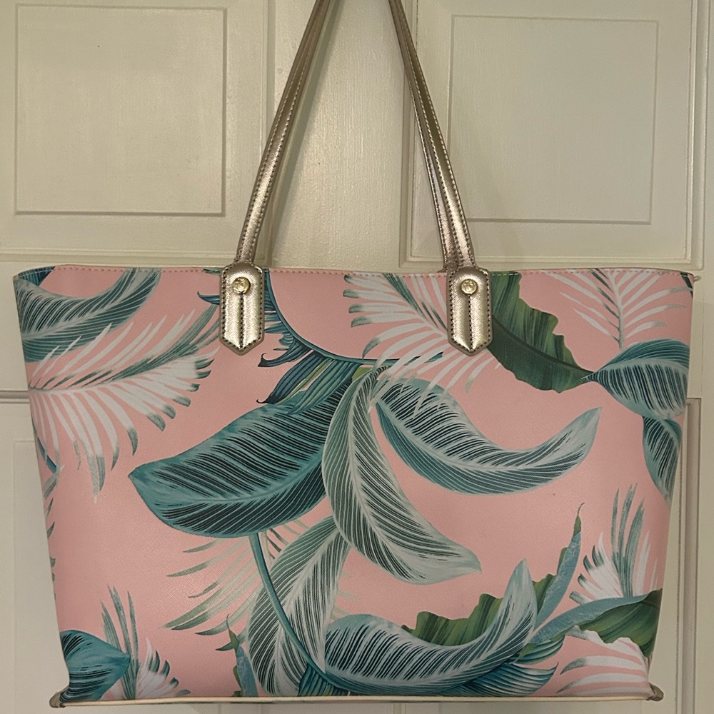 Spartina 449 Tropical Cabana Leaf Pink Tote - Picture 3 of 6